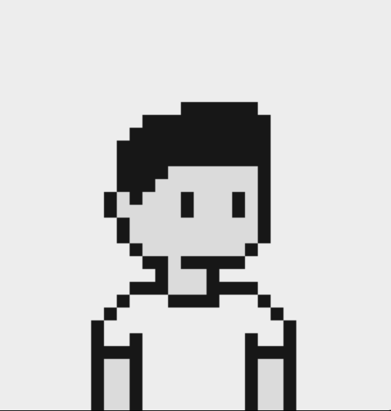 The original black and white pixel character for cutebrokers